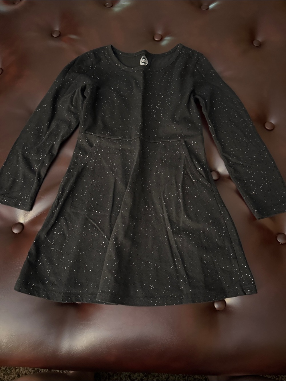 wonder nation Black Sparkle Long-Sleeve Fit-and-Flare Dress